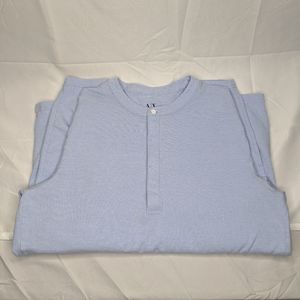 Armani Exchange Men's Blue Half Button Long Sleeve